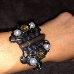 Rustic Metal Hinged Bracelet